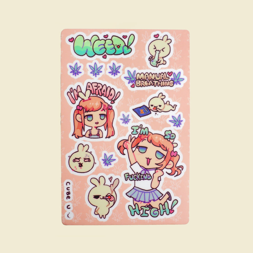 Weed :3 Sticker Sheet – Cube U Designs